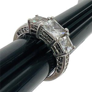 Sterling Silver CZ Engagement Ring Wedding Emerald Filigree Size 7